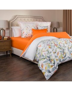 Комплект постельного белья 2 спальный Гармоника белый оранжевый Материал Хлопок 100 Santalino