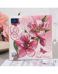 Салфетки бумажные Цветок персика 3 слоя 33x33 20 листов Art bouquet
