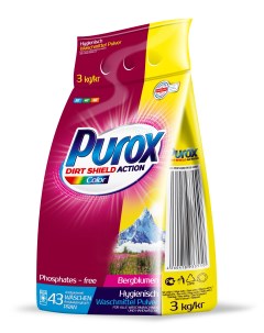 Стиральный порошок PUROX Color для цветных тканей 3 кг Clovin