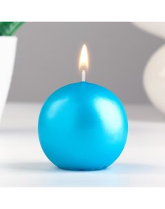 Свеча шар 5 5 см голубой блеск Омский свечной