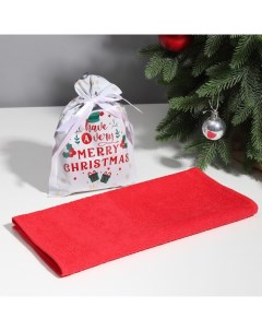 Полотенце подарочное Счастливого Рождества 30х60 см цв красный 100 хл 3 Экономь и я