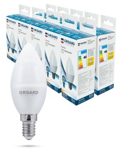 Лампа светодиодная свеча C35 Е14 7Вт 3000К 220В 10 штук уп Grisard electric