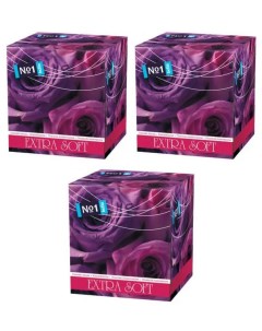 Салфетки бумажные Extra Soft Фиолетовые розы двухслойные в коробке 30 шт 3 уп Bella