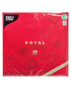 Салфетки бумажные Royal Collection Звезды 48х48 см 3 слоя 50 шт красные Papstar