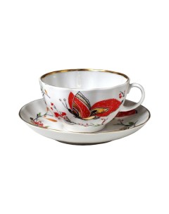 Чашка с блюдцем чайная ИФЗ Бабочки 250 мл Императорский фарфоровый завод