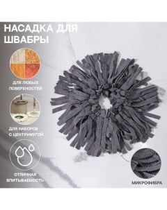 Насадка для швабры наборы для уборки с центрифугой кольцо 16 см микрофибра цвет серый Nobrand
