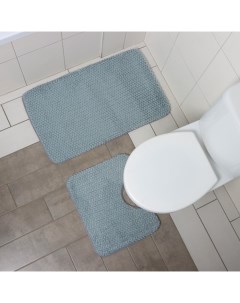 Набор ковриков для ванны и туалета Луи 2 шт 50х80 40х50 см цвет серо синий Savanna