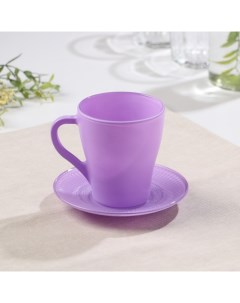 Чайная пара Апрель кружка блюдце фиолетовая 250 мл d 13 2 см Nobrand