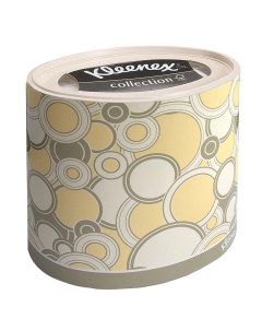Бумажные салфетки для лица Kleenex круглая коробка желтые круги 3 слоя 64 шт Kimberly-clark