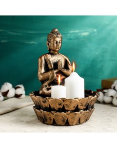 Подсвечник Будда медитирующий бронза 24см Хорошие сувениры