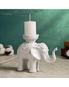 Подсвечник Слон белый 13х19см для свечи d 4 см Хорошие сувениры