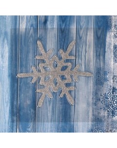 Наклейка на стекло Снежинка 15х15 см серебро Зимнее волшебство