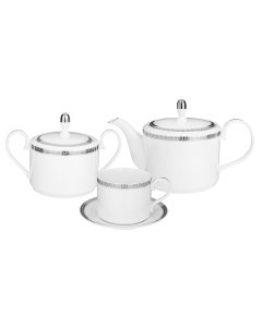 Чайный сервиз из 14 предметов на 6 персон Crown платиновый Lefard