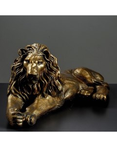 Фигура Лев на отдыхе левый золото 70х35х25см Хорошие сувениры