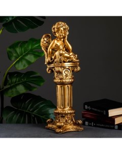 Фигура Ангел сидя на колонне бронза 14х14х53см Хорошие сувениры
