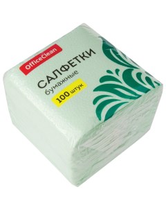 Салфетки бумажные 24x24см 1 слойные зеленые 100шт 255443 30 уп Officeclean