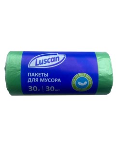 Мешки для мусора ПНД 30л 10мкм 30 шт рул зеленые 50x60см 3шт Luscan