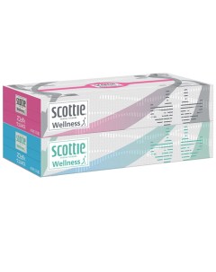 Салфетки в цветных коробках двухслойные Scottie Wellness 1 коробка 200 шт Crecia