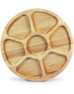 Менажница деревянная круглая сервировочное блюдо сырная тарелка поднос для сервировки Jinn