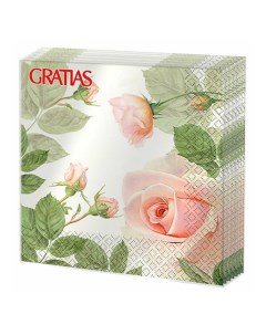 Салфетки бумажные Утренняя роза 33х33 см 3 слоя 20 шт Gratias