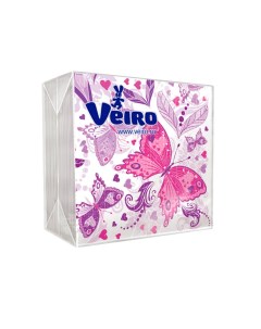 Салфетки бумажные 72 упаковки по 50 шт с рисунком 24x24 см 1 слой Veiro