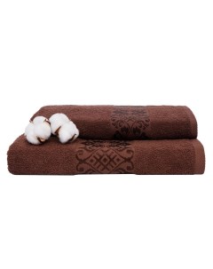 Набор махровых полотенец Вышневолоцкий Текстиль Н 522 101 шоколад Набор из 2 штук Вышний волочек