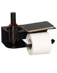 Держатель для туалетной бумаги Лофт Арт 23х10 см с полочкой цвет чёрный Nobrand