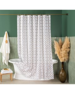 Занавеска штора Pretty для ванной комнаты тканевая 180х200 см белая серая Wess