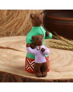 Сувенир Медведица с медвежонком Каргопольская игрушка