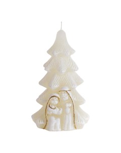Свеча декоративная фигурная Candles Рождественская Елочка 8x15 см бежевая Bartek