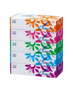 Салфетки бумажные мягкие двухслойные ELLEMOI 5 коробок по 200 шт Kami shodji