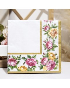 Салфетки бумажные Home Collection Premium Скатерть с розами 3 слоя 40x40 20 листов Art bouquet