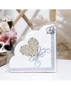 Салфетки бумажные Rondo Сердце для любимой d32 3 слоя 12 листов Art bouquet