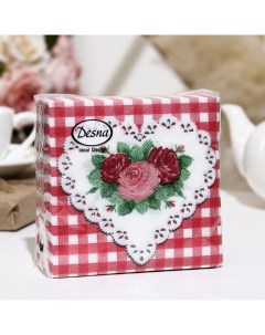 Салфетки бумажные Desna Design Сердце и розы 1 слоя 24x24 40 листов Art bouquet