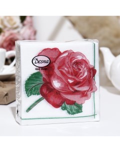 Салфетки бумажные Desna Design Красная роза 1 слоя 24x24 40 листов Art bouquet