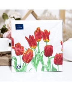 Салфетки бумажные Тюльпаны красная леди 3 слоя 33x33 20 листов Art bouquet