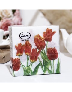 Салфетки бумажные Desna Design Тюльпаны Красная Леди 1 слоя 24x24 40 листов Art bouquet