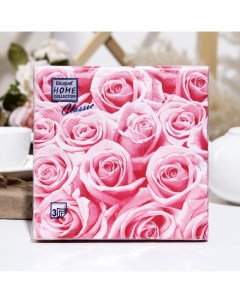 Салфетки бумажные Bouquet Home Collection Classic Розовые розы 3 слоя 33x33 20 листов Art bouquet