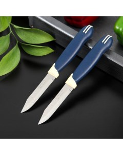 Нож кухонный Multicolor для овощей лезвие 8 см цена за 2 шт Tramontina