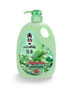 Конц гель для мытья посуды и детских принадлежн с ароматом зеленого чая 1000мл Kensai