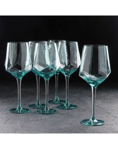 Набор бокалов для вина Дарио 500 мл 7 3x25 см 6 шт цвет изумрудный Magistro
