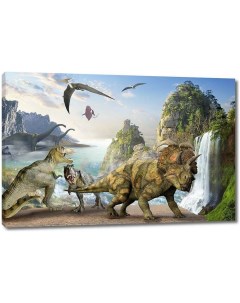 Картина Разные динозавры у водопада 35x23 ШxВ ps28822 1 Ооо первое ателье