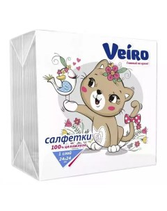 Бумажные салфетки универсальные однослойные 24 х 24 см 90 шт в ассортименте Veiro