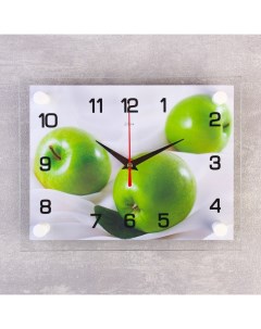 Часы настенные серия Кухня Яблоки плавный ход 20 х 26 см Рубин