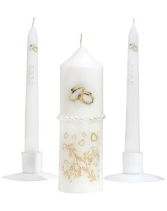 Набор свадебных свечей с бусинами Обручальные кольца белый ручная работа микс Мастерская «свечной двор»
