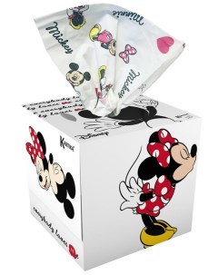 Салфетки в коробке вытяжные Микки Маус Loves с рисунком 3 х слойные 56 шт World cart