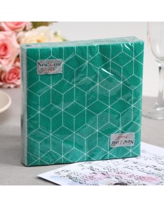 Салфетки бумажные Кубики 3D зеленые 2 слоя 20 листов 33x33 New line fresco