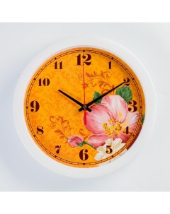 Часы настенные серия Цветы Цветки плавный ход d 28 см Соломон