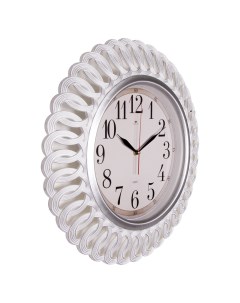 Часы круглые 51 см корпус белый с серебром Классика Рубин