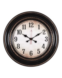 Часы круглые 60 см корпус черный с бронзой Классика Рубин